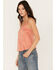 Shyanne Women's Crochet Lace Faux Suede Cami Top, Rose, hi-res