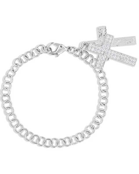 Montana Silversmiths Women's Country Charm Cross Bracelet, Silver, hi-res