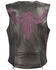 Milwaukee Leather Women's Phoenix Stud Embroidered Snap Front Vest - 5X, Black/purple, hi-res