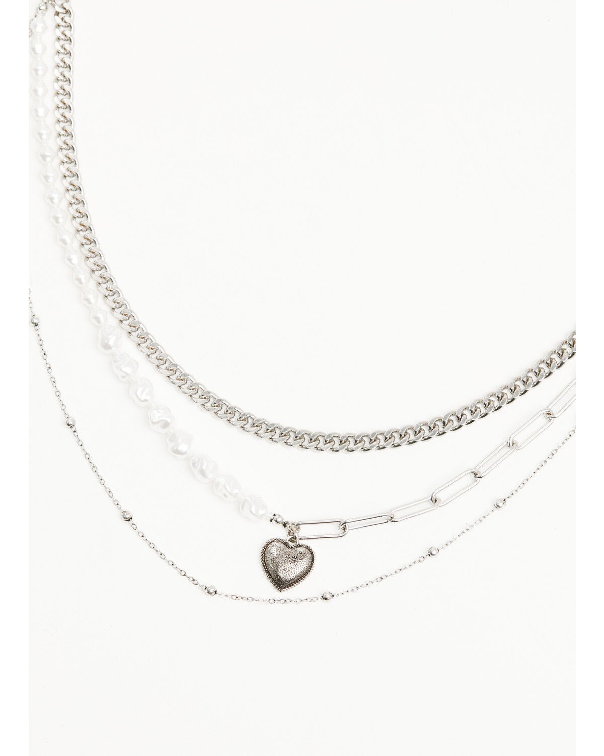 Shyanne Women's Heart Layered Necklace, Silver, hi-res