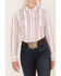 Image #3 - Wrangler Women's Striped Long Sleeve Western Pearl Snap Shirt, Pink, hi-res