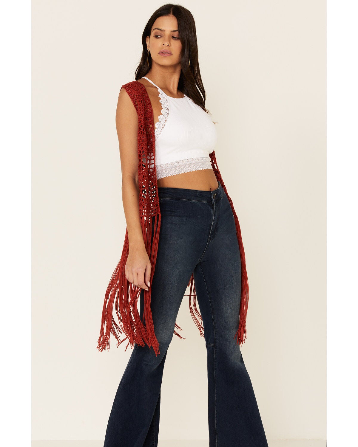 Rust Crochet Fringe Vest | Boot Barn