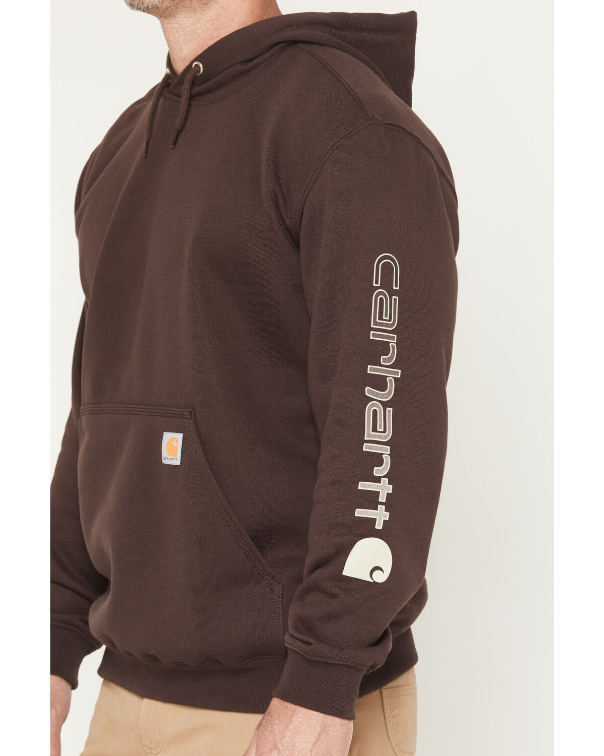 Image #3 - Carhartt Men's Loose Fit Midweight Logo Sleeve Graphic Hooded Sweatshirt, Dark Brown, hi-res