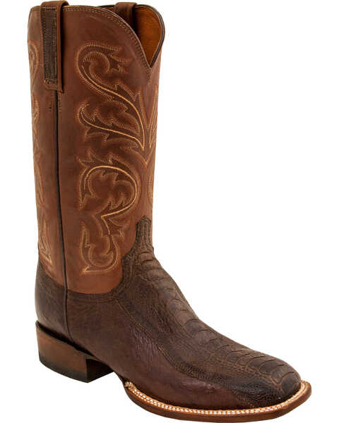 Image #1 - Lucchese Men's Handmade Burnished Ostrich Exotic Boots - Square Toe, , hi-res