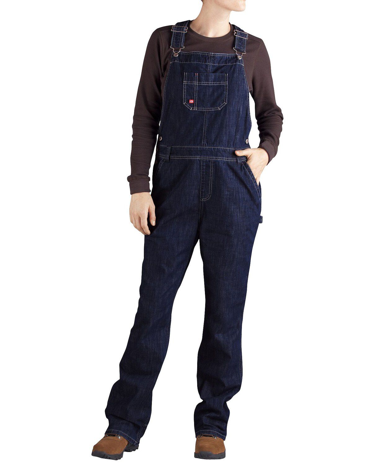 Dickies Women's Denim Bib Overalls - Big & Tall, Dark Stone, hi-res