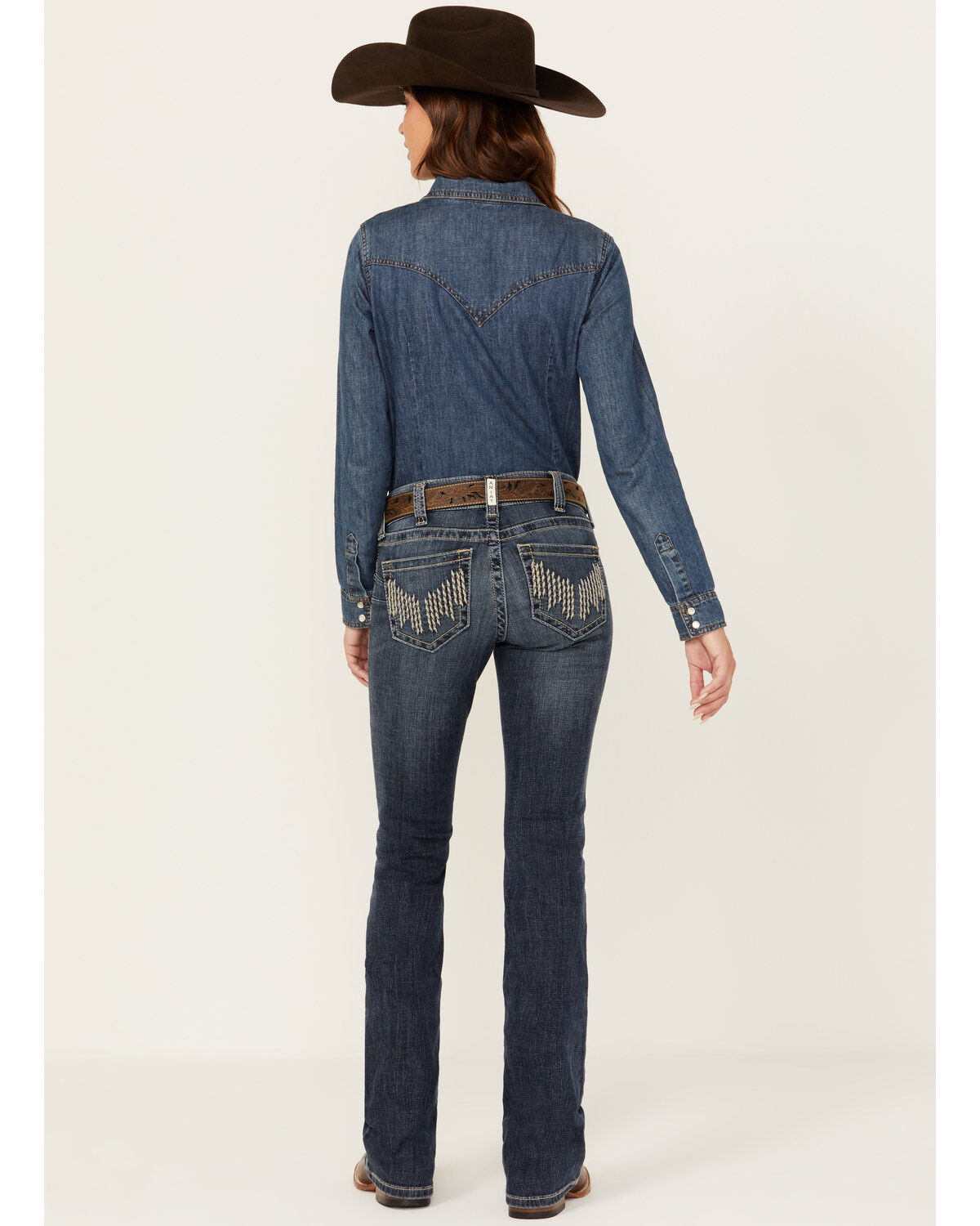 Image #1 - Ariat Women's R.E.A.L Dark Wash Perfect Rise Haylan Bootcut Jeans, Dark Wash, hi-res