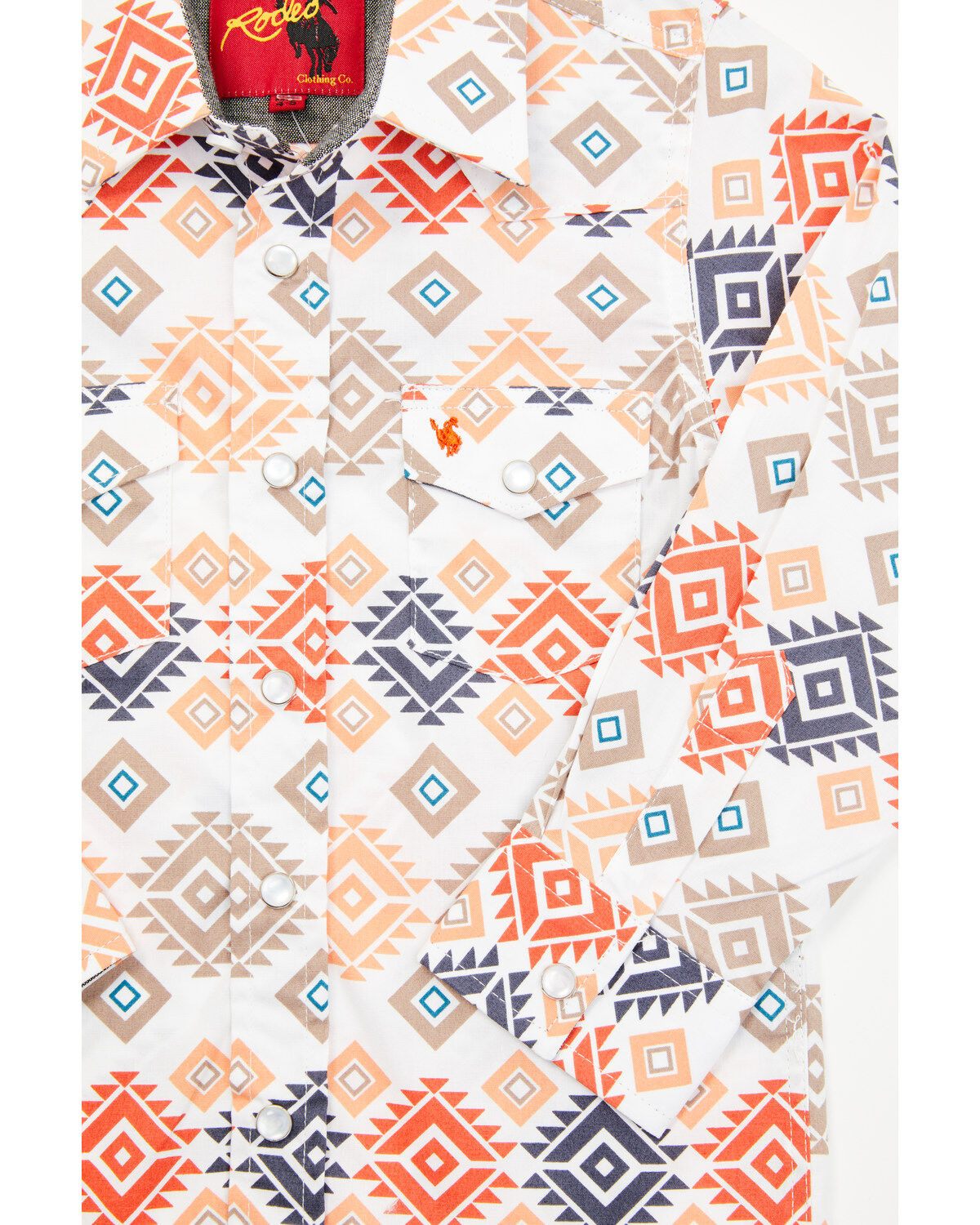 Rodeo Clothing Little Boys' Geo Print Long Sleeve Snap Western Shirt