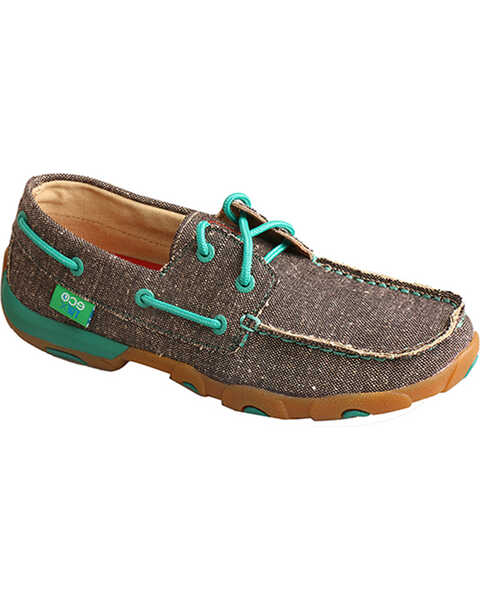 Twisted X Women's ECO Boat Shoe Driving Mocs, Brown, hi-res