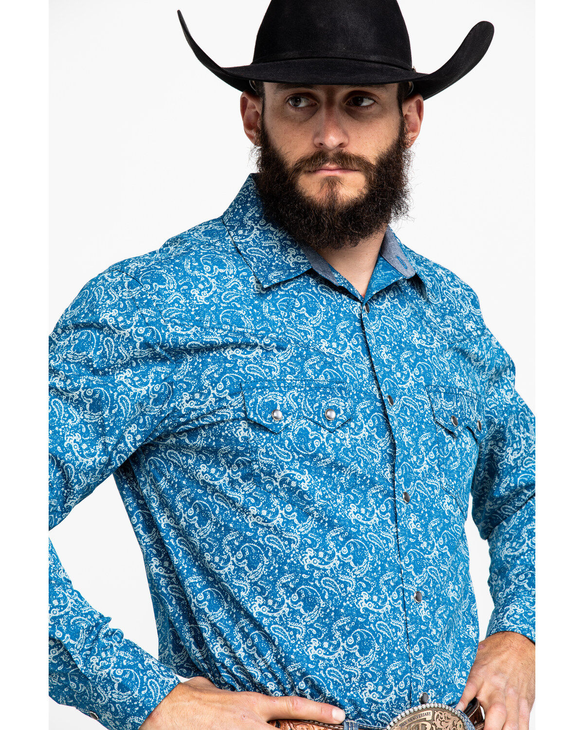 Image #3 - Cody James Men's Blue Paisley Print Western Shirt, , hi-res
