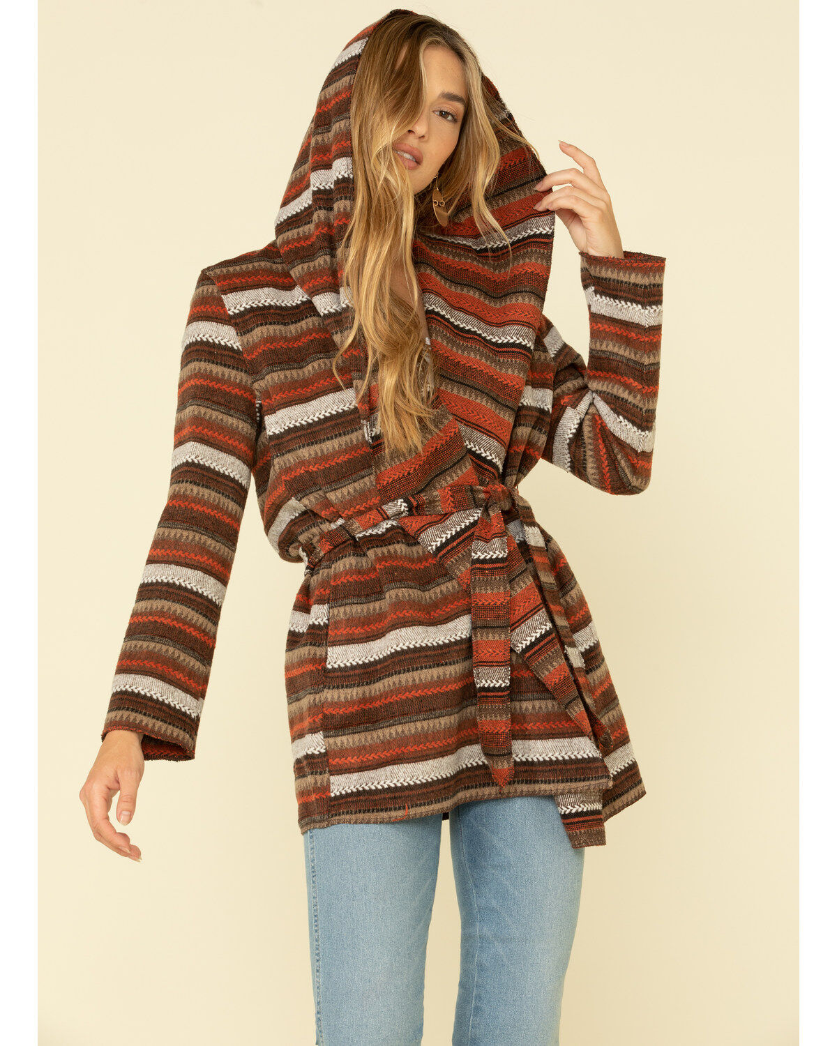 Image #4 - Cripple Creek Women's Orange Striped Blanket Wrap Jacket , , hi-res