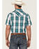 Image #4 - Gibson Men's Blue Horizon Plaid Short Sleeve Snap Western Shirt , Cream, hi-res