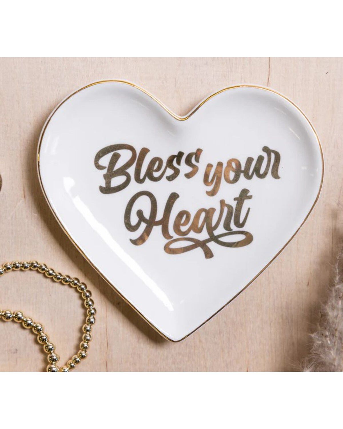 Image #2 - Totalee Gift Bless Your Heart Trinket Tray, Gold, hi-res