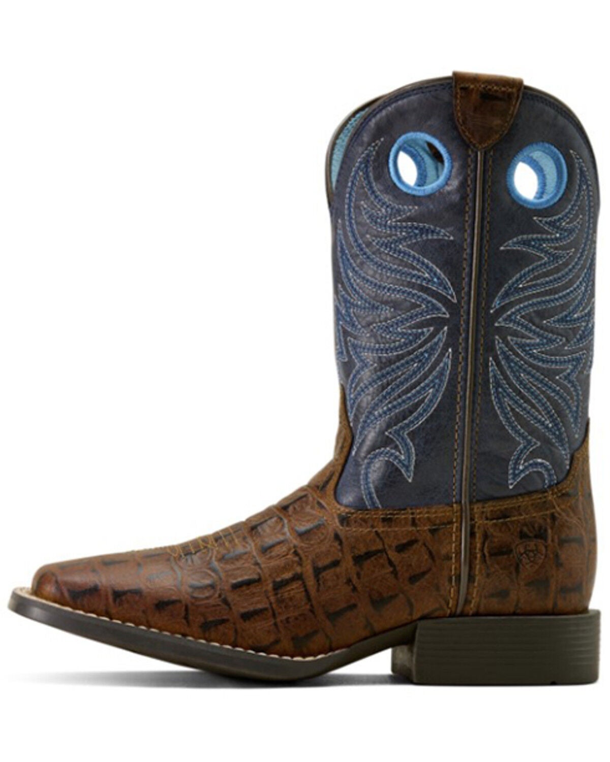 Image #3 - Ariat Boys' Knox Crocodile Print Western Print Western Boots - Broad Square Toe, Navy, hi-res