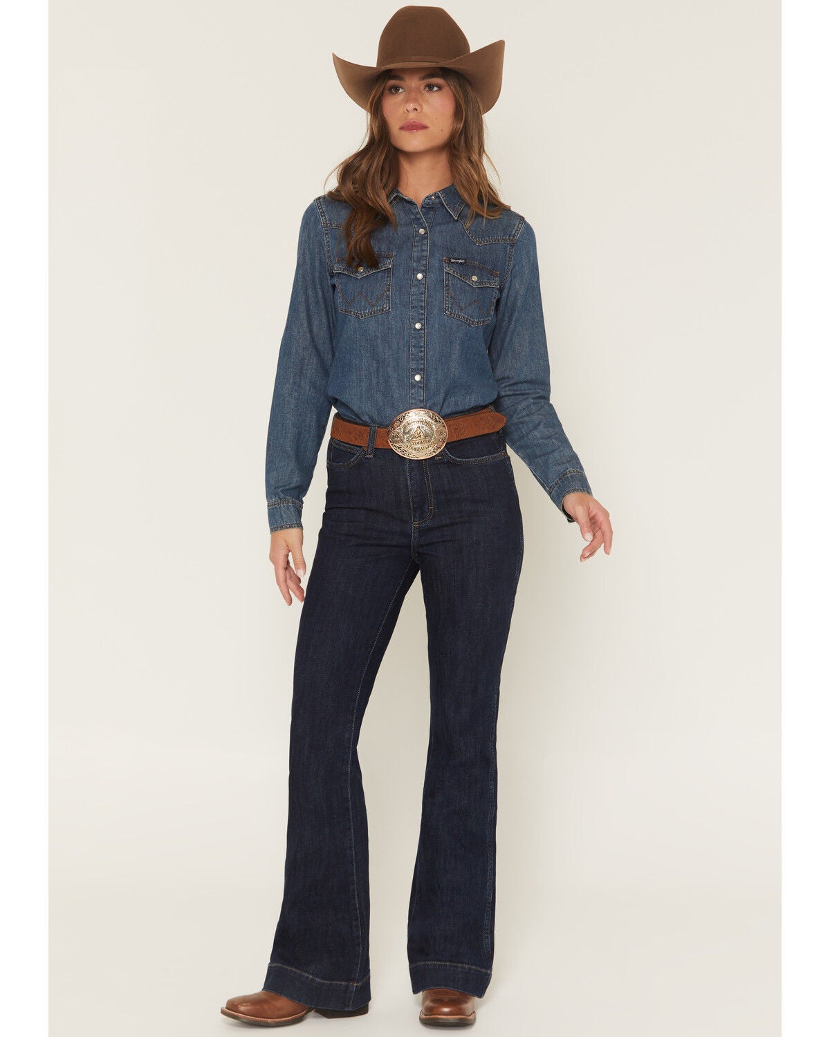 Wrangler Retro Women's Dark Wash Bailey Trouser Stretch Denim Jeans, Dark Wash, hi-res