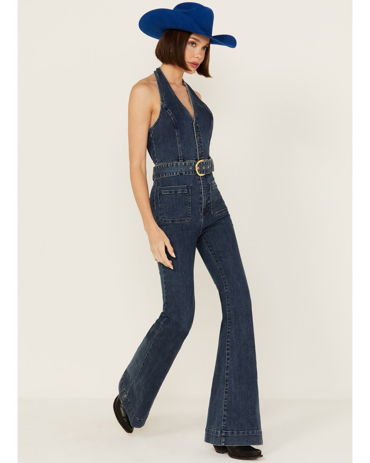 Show Me Your Mumu Women's Sleeveless Halter Jumpsuit, Blue, hi-res