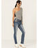 Image #3 - Miss Me Women's Dark Wash Mid Rise Skinny Stretch Denim Jeans, , hi-res