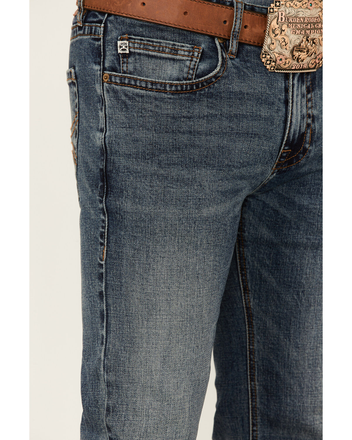 Image #4 - Hooey by Rock & Roll Denim Men's Revolver Medium Vintage Stretch Slim Straight Jeans, Blue, hi-res