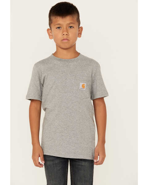 Carhartt Boys' Logo Pocket Short Sleeve T-Shirt, Charcoal, hi-res