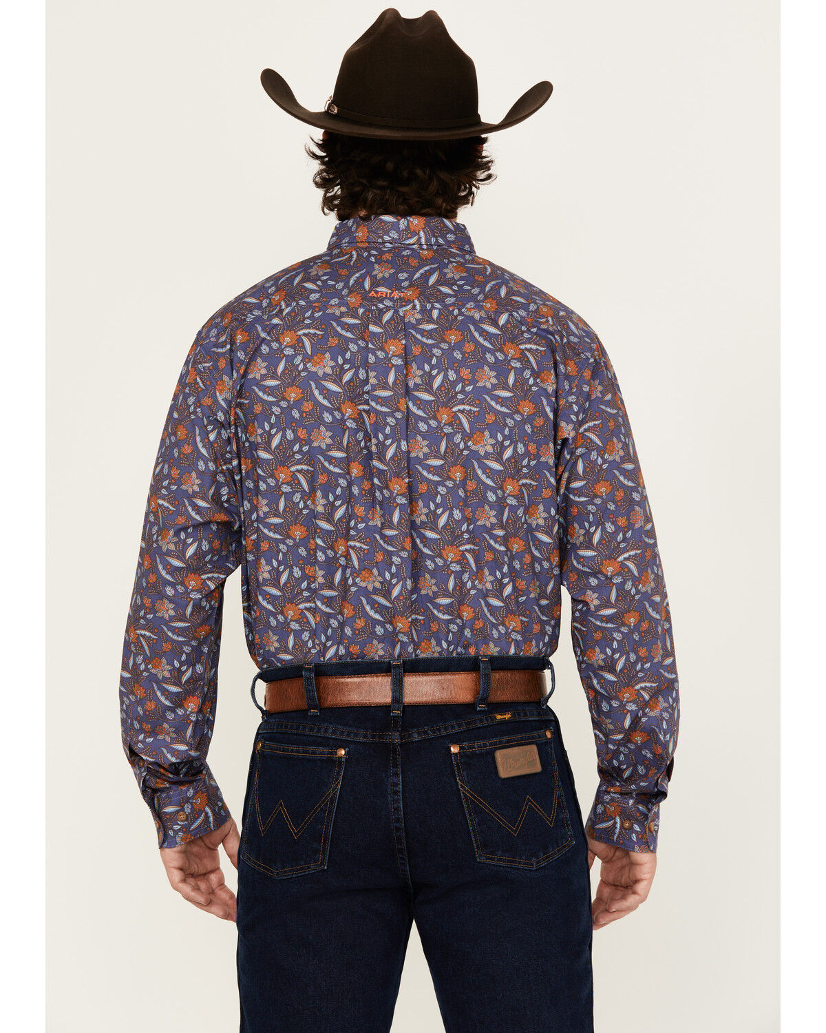 Image #4 - Ariat Men's Ty Floral Print Long Sleeve Button-Down Western Shirt, Dark Blue, hi-res