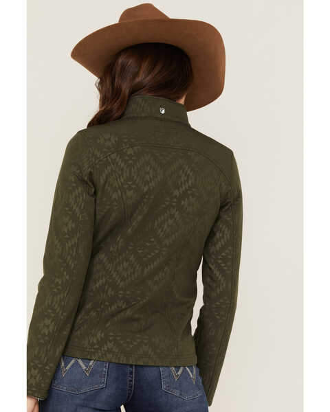 Image #4 - RANK 45® Women's Southwestern Print Softshell Riding Jacket, Olive, hi-res