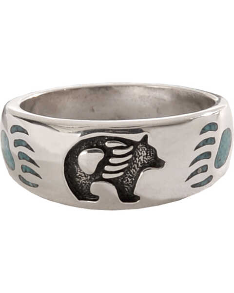 Image #1 - Silver Legends Men's Turquoise Bear Paw Ring, , hi-res