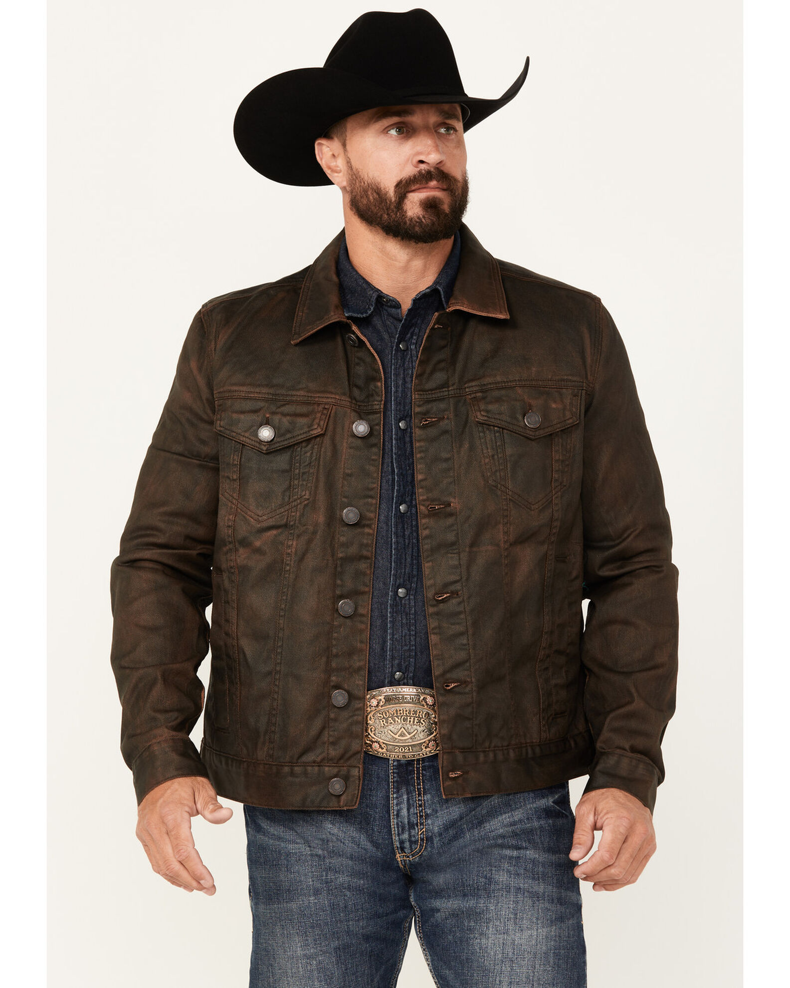 Moonshine Spirit Men s Coated Denim Jacket Pueblo Mall