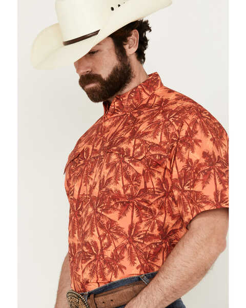 Image #2 - Ariat Men's VentTek Outbound Palm tree Print Short Sleeve Button-Down Performance Western Shirt , Dark Orange, hi-res