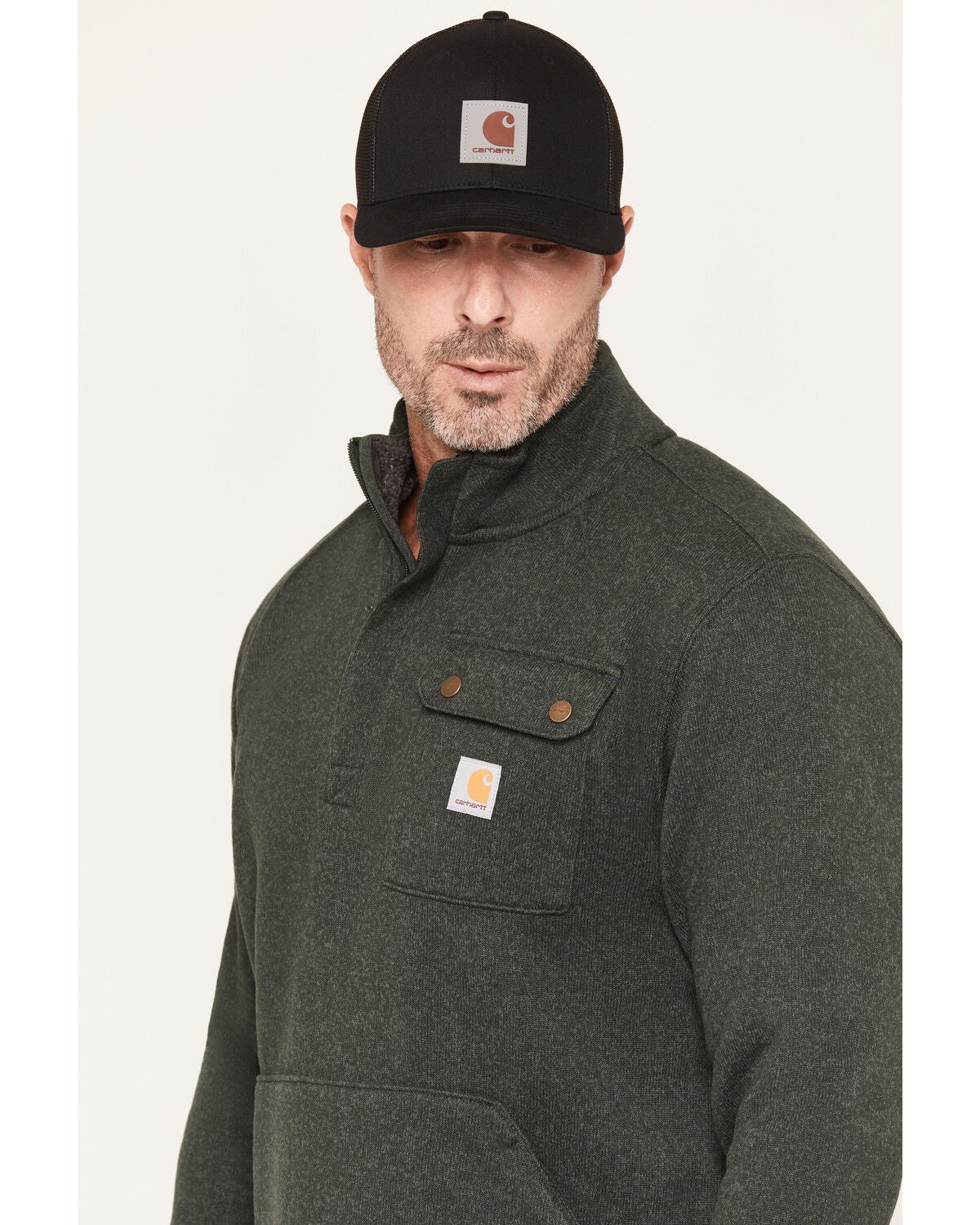 Image #2 - Carhartt Men's Wayland 1/4 Zip Sweater, Green, hi-res