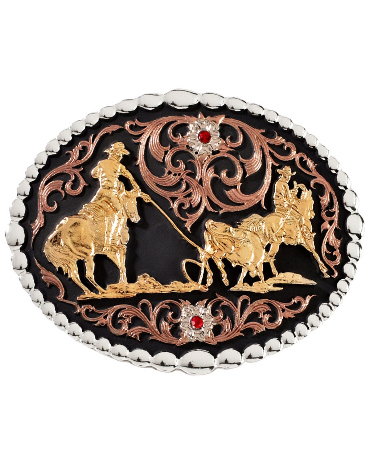Montana Silversmiths Team Roper Belt Buckle, Silver, hi-res