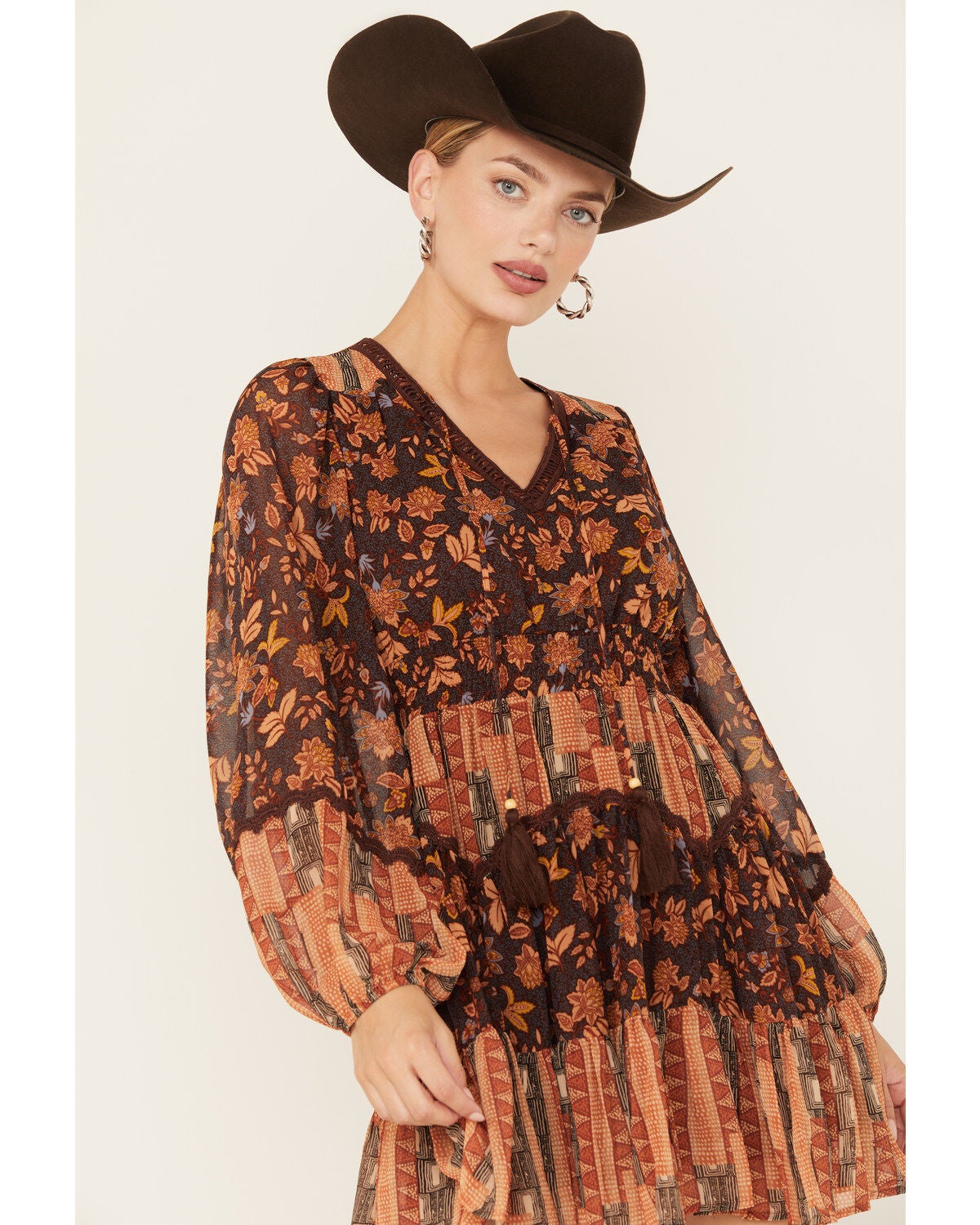 fitted lace wedding dress Women's Orange Retro Floral Bohemian Maxi Dress