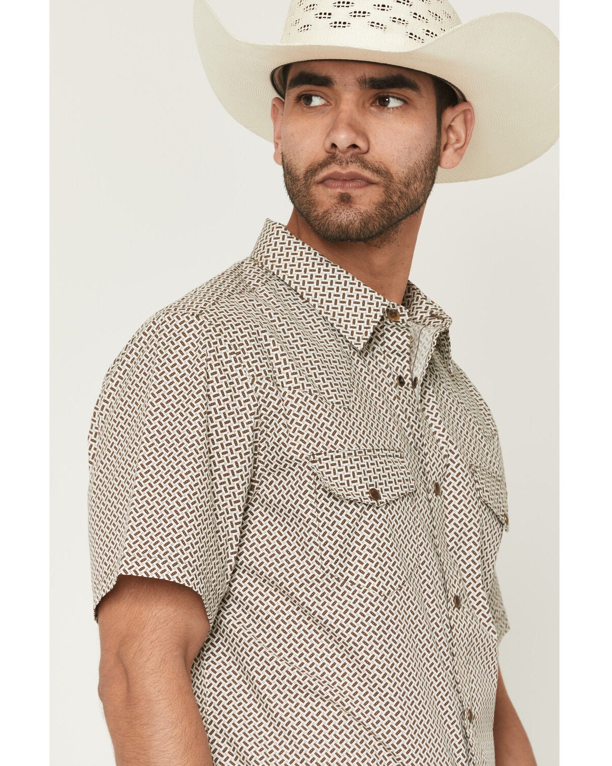 Image #2 - Gibson Trading Co Men's Sedona Tile Geo Print Short Sleeve Snap Western Shirt - Tall, Brown, hi-res