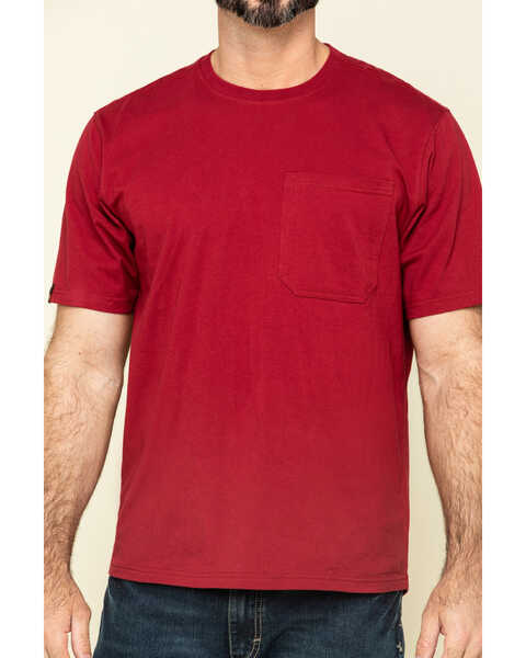 Hawx Men's Red Solid Pocket Short Sleeve Work T-Shirt - Big , Red, hi-res