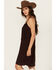 Image #2 - Shyanne Women's Embroidered Fringe Sleeveless Mini Dress, Chocolate, hi-res
