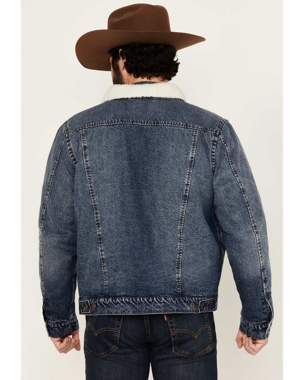 Image #4 - Cody James Men's Sherpa Lined Denim Jacket, Dark Wash, hi-res