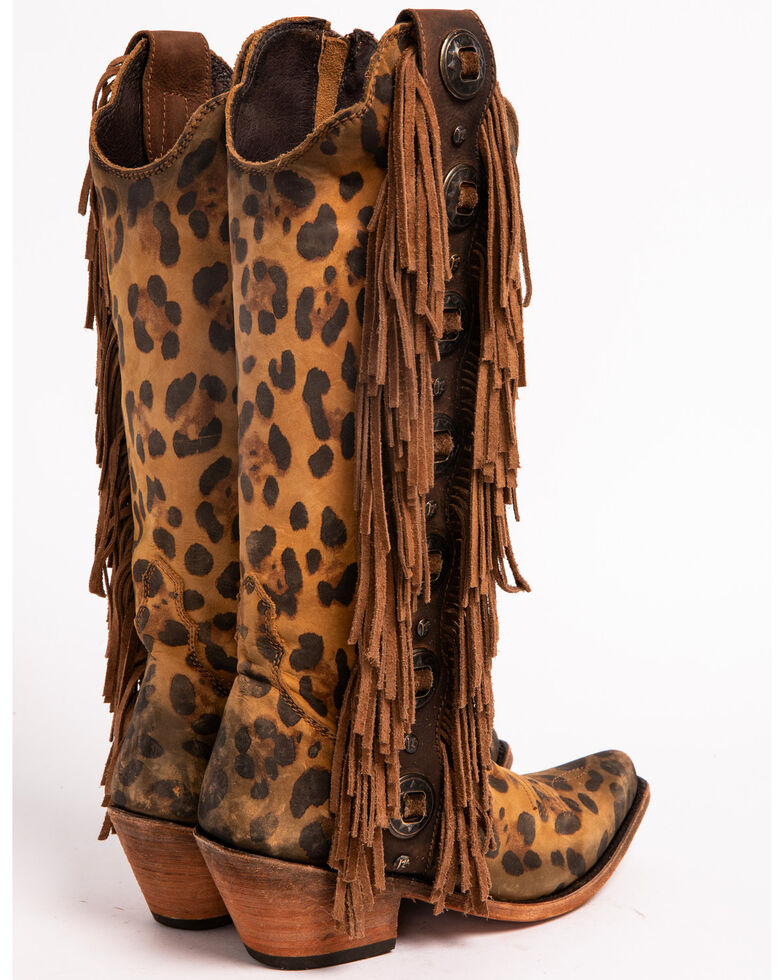 Liberty Black Women's Chita Miel Fringe Cowgirl Boots - Pointed Toe , Cheetah, hi-res