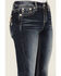 Image #4 - Miss Me Women's Medium Wash Mid Rise Cow Print Pocket Bootcut Stretch Denim Jeans, , hi-res