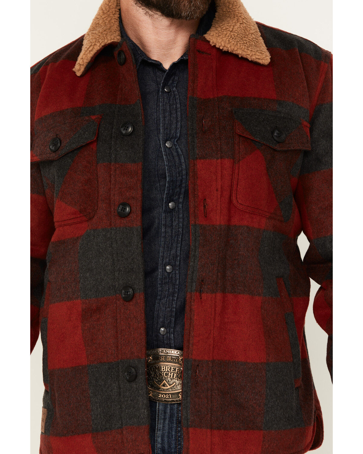 Image #4 - Cody James Men's Plaid Print Button-Down Lumber Jack Wool Jacket, Red, hi-res