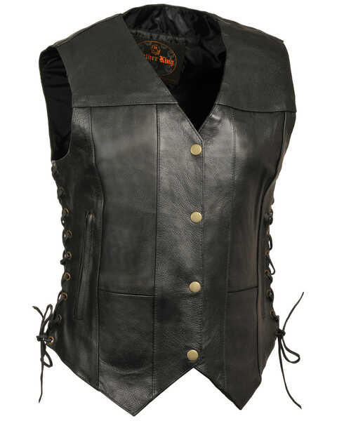 Image #1 - Milwaukee Leather Women's 6 Pocket Side Lace Concealed Carry Vest , Black, hi-res