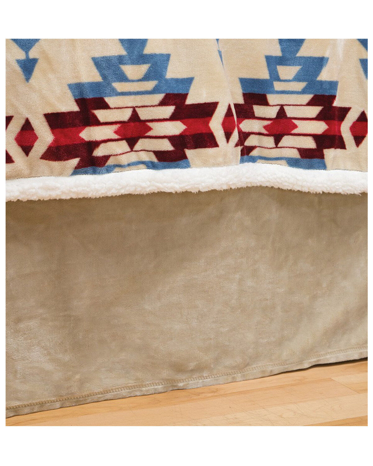 Image #1 - Carstens Home Cream / Khaki Solid Plush Velvet Bed Skirt - Queen Size, Brown, hi-res
