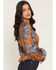 Image #2 - Shyanne Women's Floral Print Long Sleeve Chiffon Shirt, Pecan, hi-res
