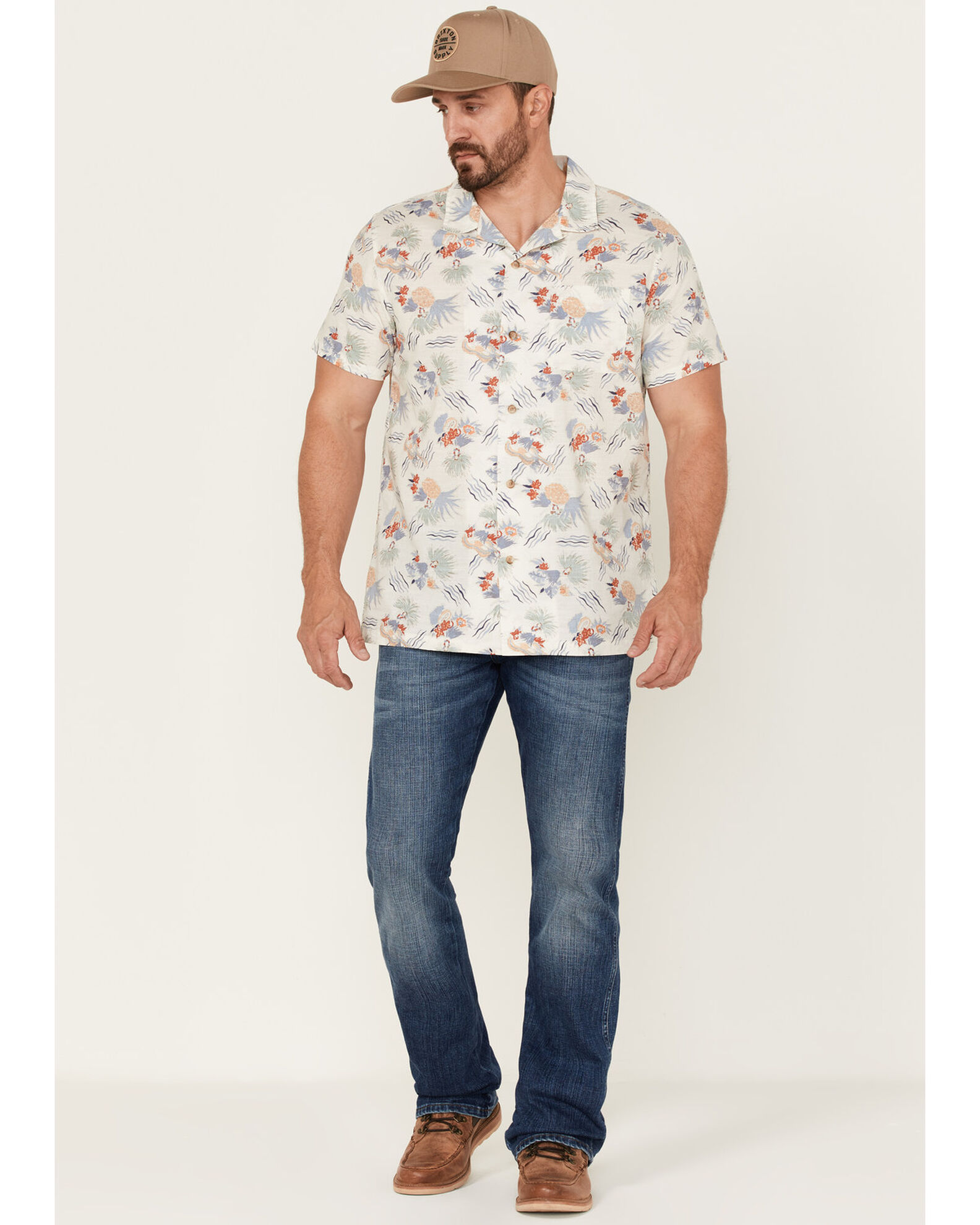 Image #2 - Pendleton Men's Hula Girl Tropical Print Short Sleeve Button-Down Western Shirt, White, hi-res