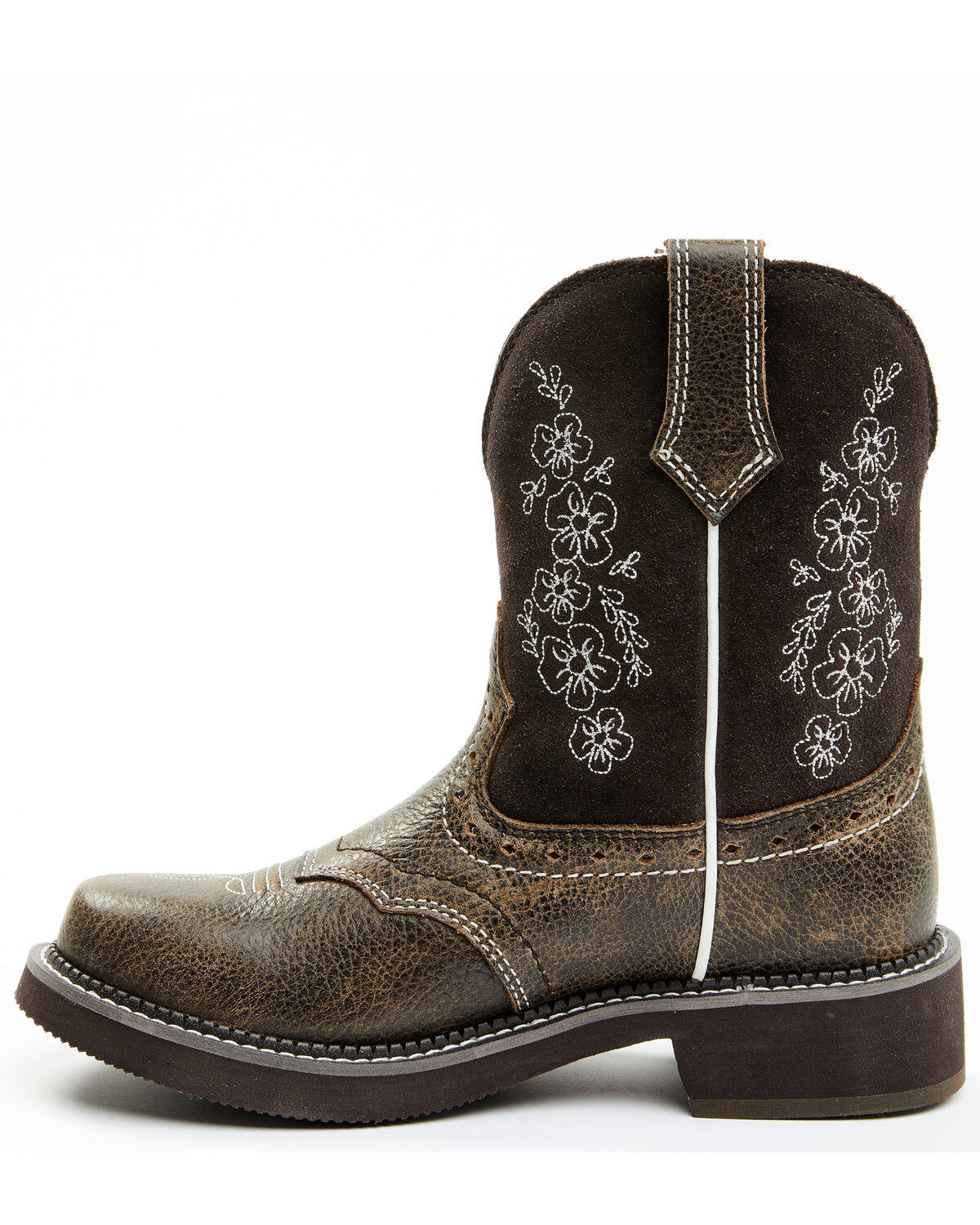 Image #3 - Shyanne Women's Adalia Floral Stitched Shaft Leather Western Boots - Wide Round Toe, Brown, hi-res