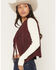 Image #2 - Scully Women's Suede Fringe Front Tie Vest, Ruby, hi-res