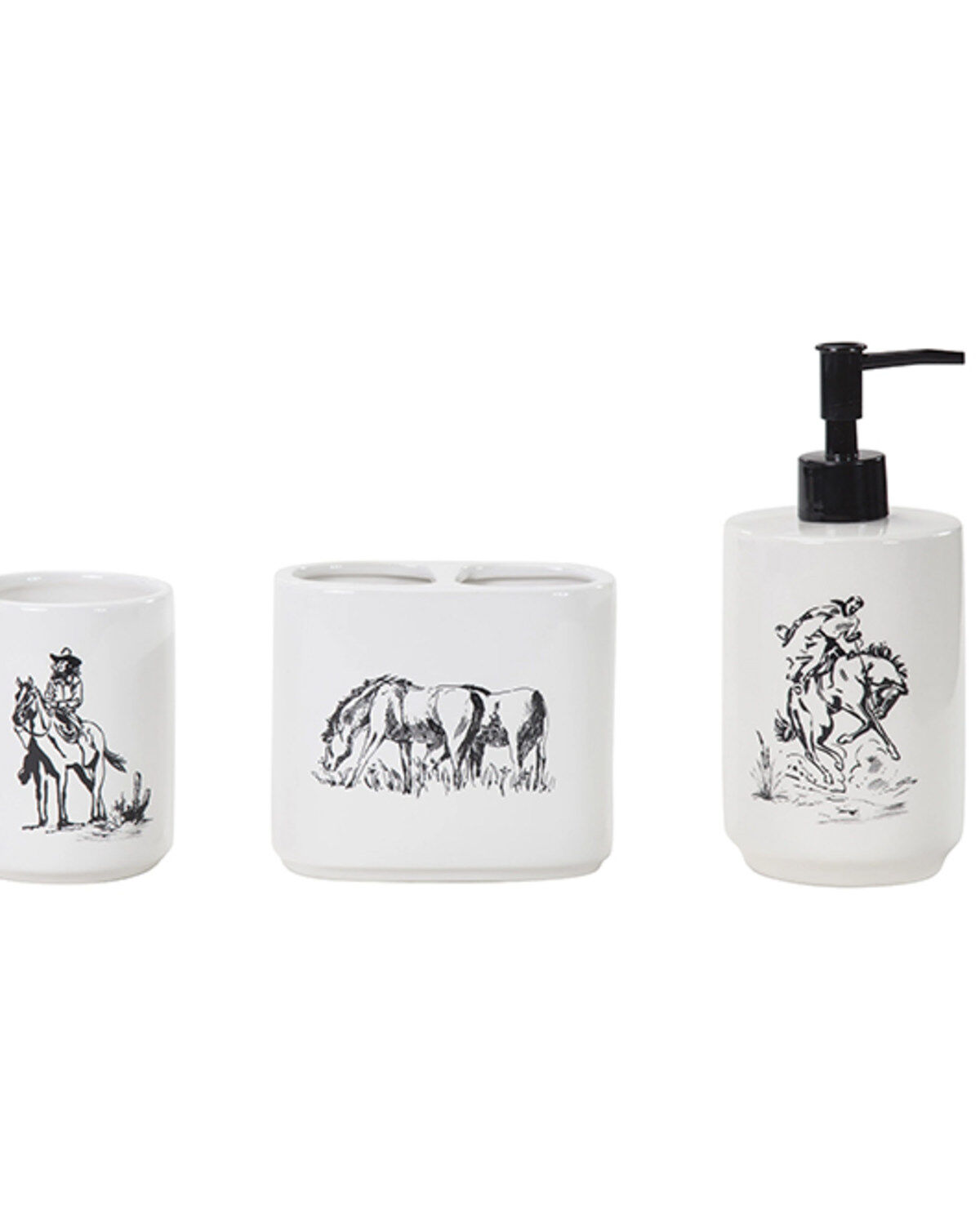 Image #1 - HiEnd Accents Ranch Life Countertop Bathroom Set - 3 Piece, Black/white, hi-res