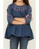 Image #3 - Wrangler Girls' Dark Wash Denim Embroidered Tunic Shirt, Dark Wash, hi-res