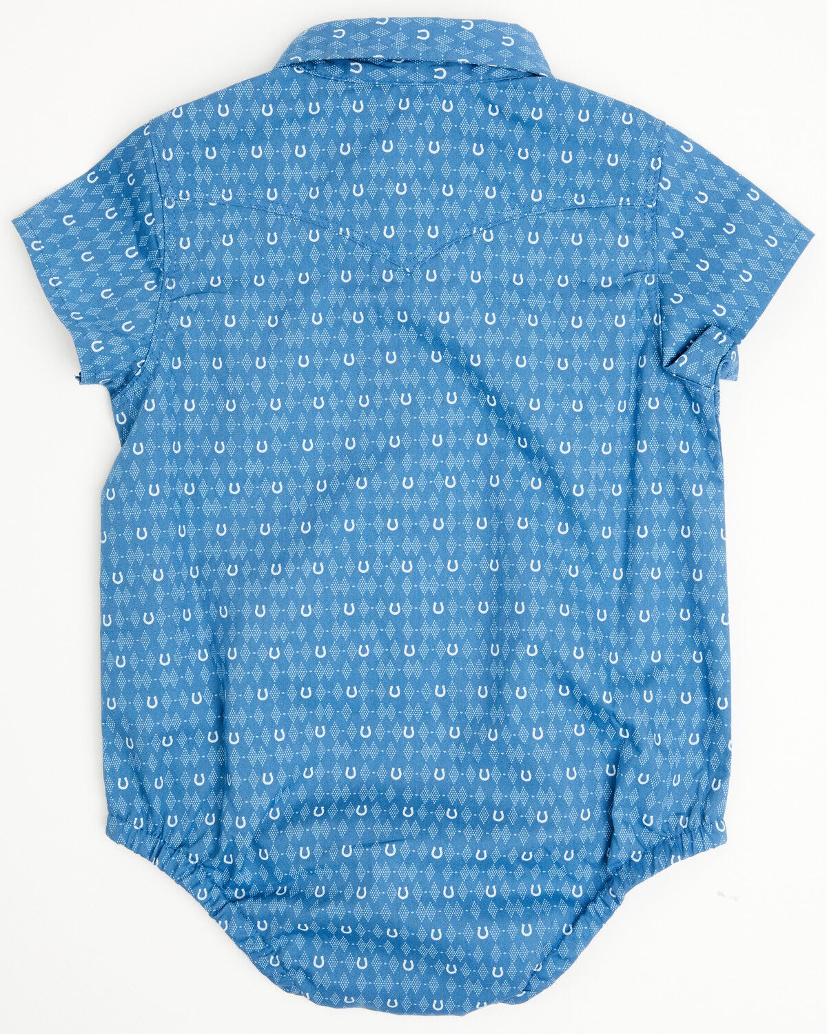 Image #3 - Wrangler Infant Boys' Boot Barn Exclusive Horseshoe Print Short Sleeve Snap Onesie, Blue, hi-res