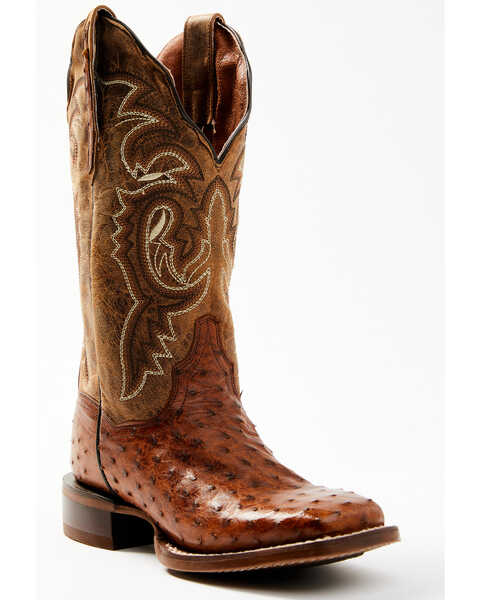 Dan Post Women's Exotic Full-Quill Ostrich Western Boots - Snip Toe, Brown, hi-res