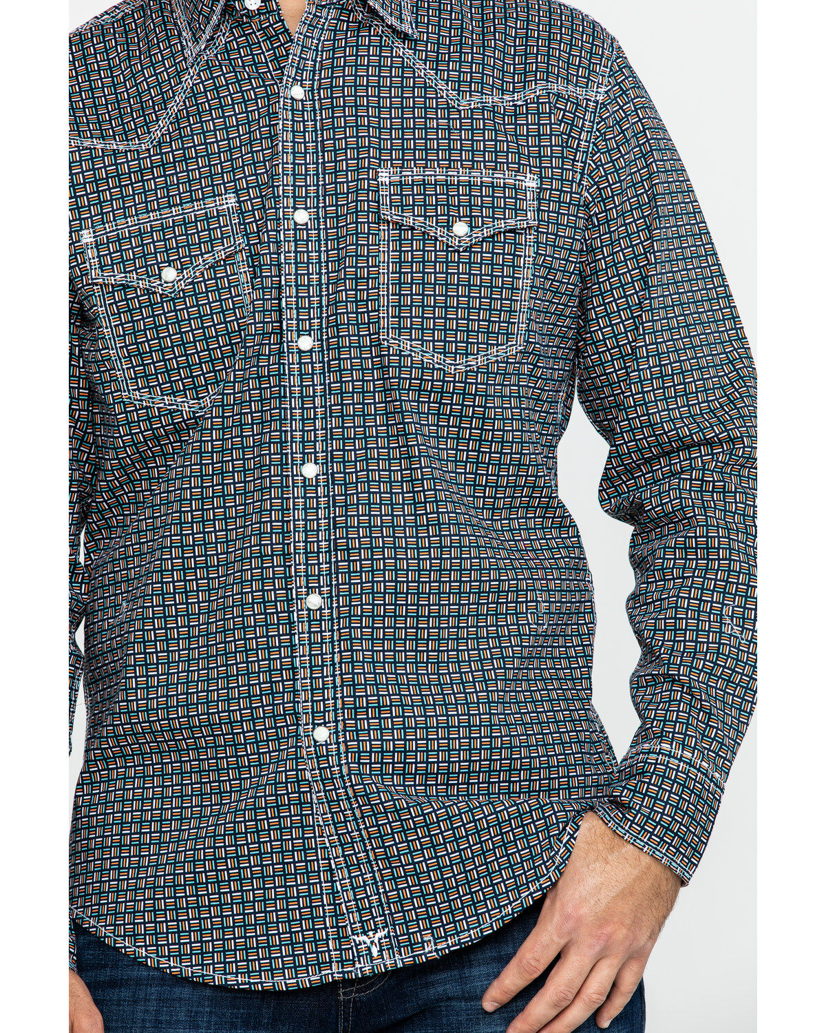 Image #4 - Wrangler 20X Men's Advanced Comfort Competition Geo Print Long Sleeve Western Shirt , , hi-res