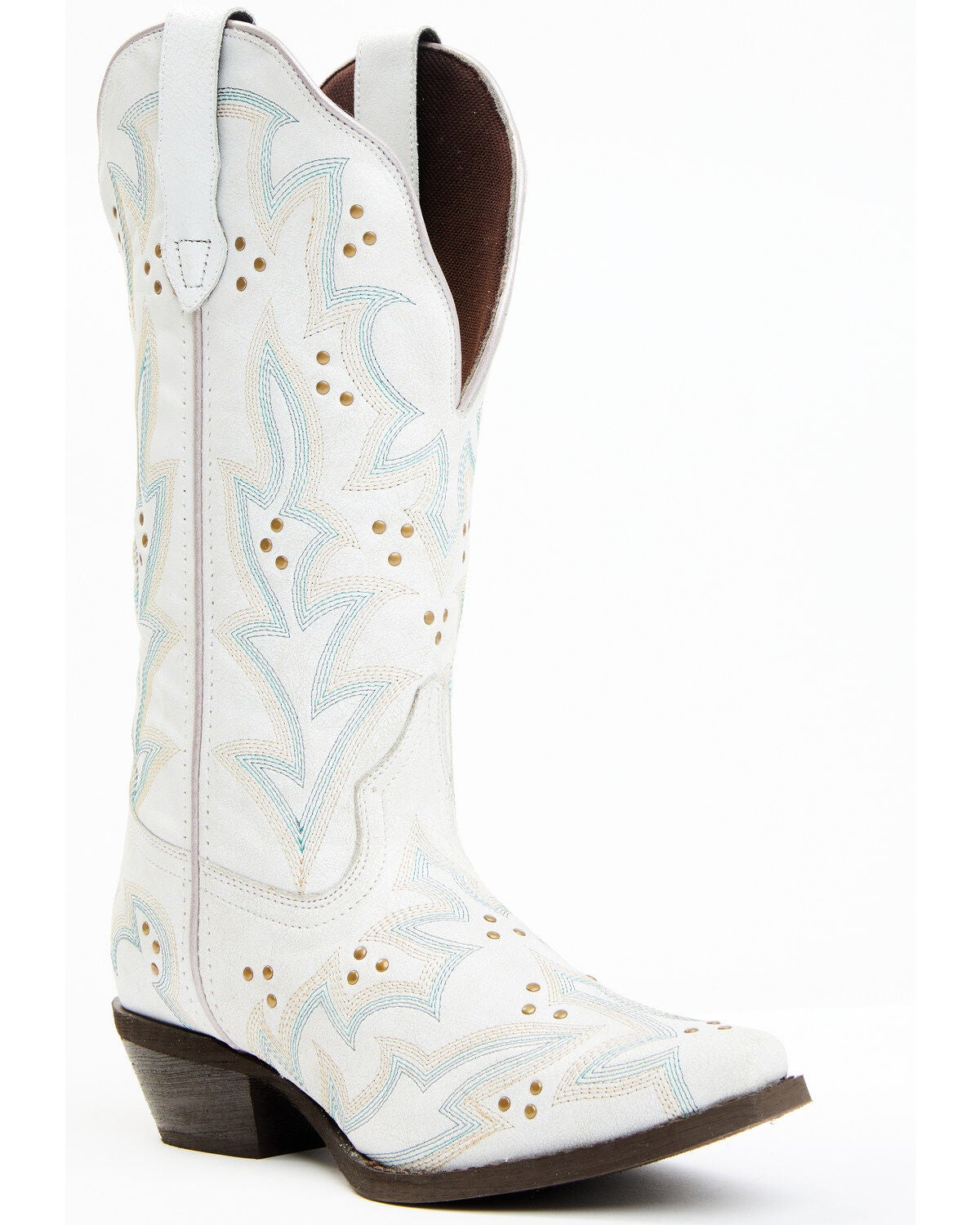 Laredo Women's Adrian Wide Calf Western Boots - Snip Toe, White, hi-res