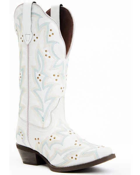 Laredo Women's Adrian Wide Calf Western Boots - Snip Toe, White, hi-res